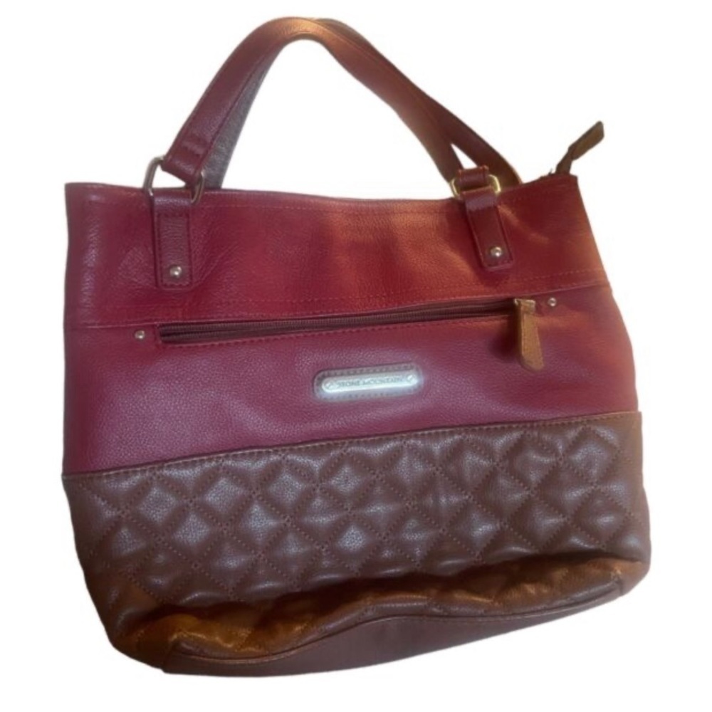 Stone Mountain Shoulder Bag Red & Brown Leather 9x10x3